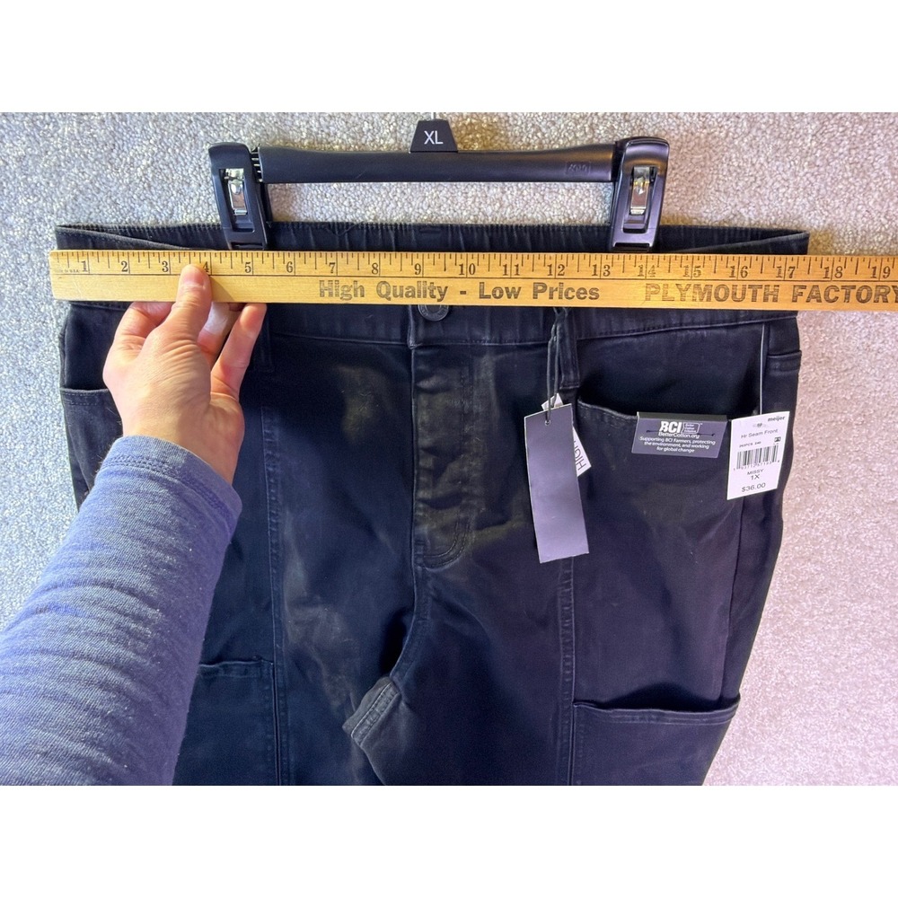Stitch Star Seam Front Pants Women‎ 1X Black High Rise Utility Denim Stretch NEW - Picture 6 of 9